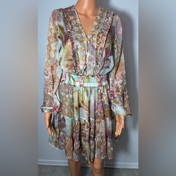 Guess Pastel Patterned Long Sleeve Dress - Picture 1 of 6
